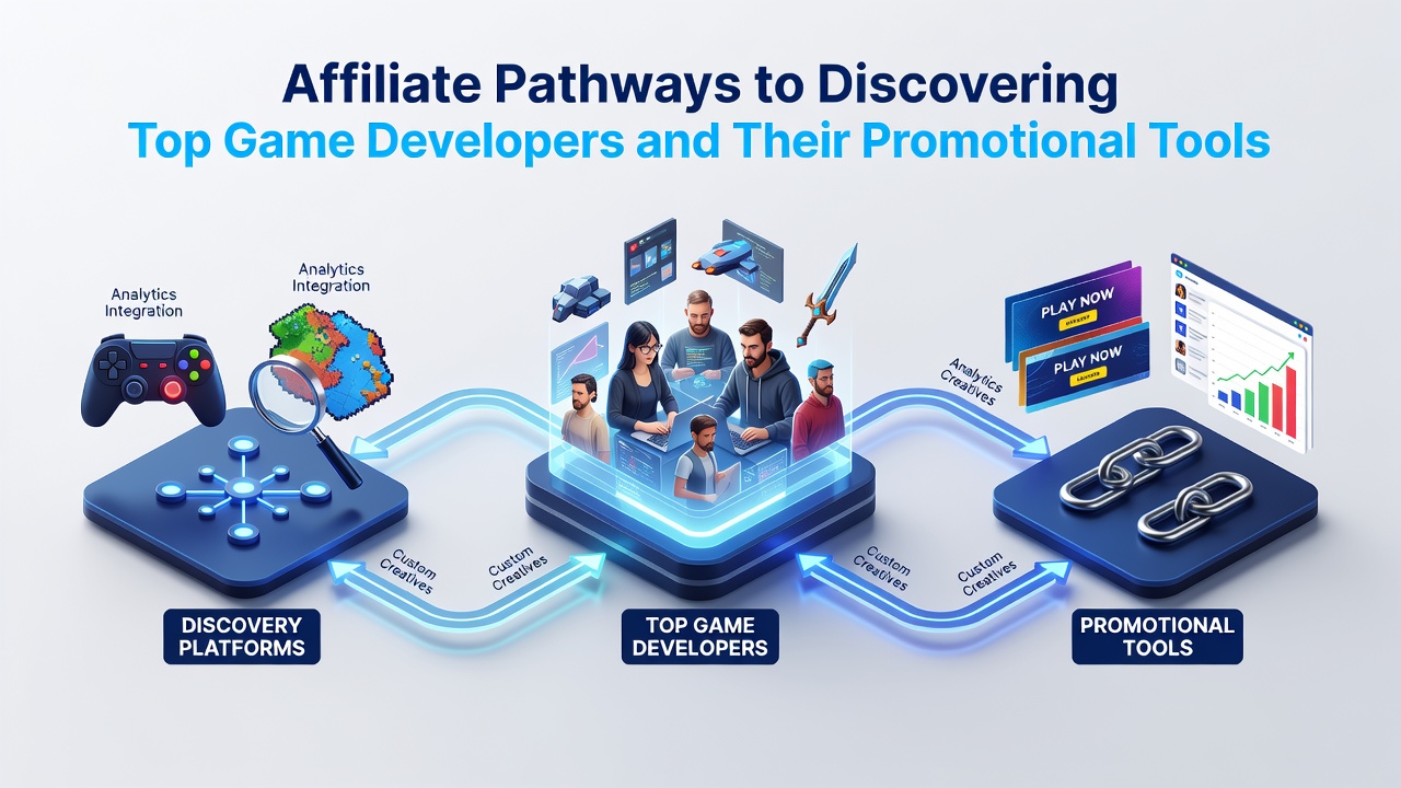 Screenshot examples of game developer promotional dashboards and affiliate tracking interfaces