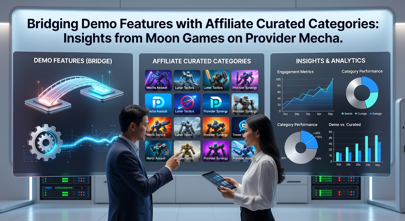 Screenshot of an affiliate site displaying Moon Games niche categories with embedded demo play buttons