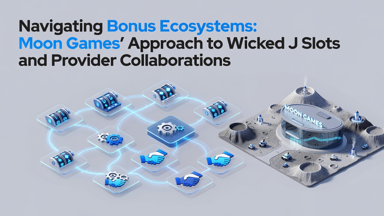 Diagram illustrating Moon Games bonus flow with Wicked J Slots and provider partnerships
