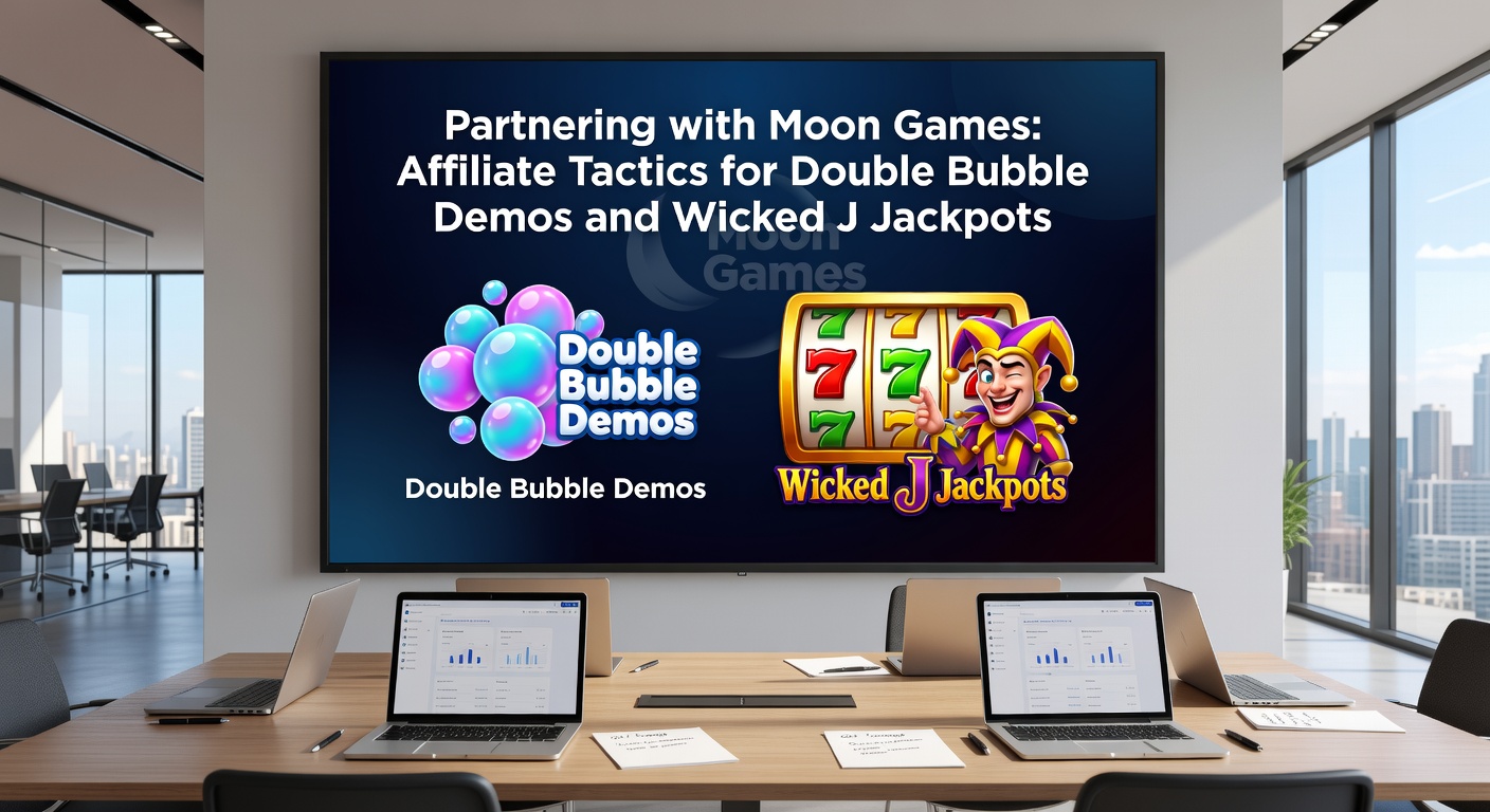 Screenshot of Wicked J Jackpots progressive meter on Moon Games, alongside affiliate promo banners for Double Bubble demos