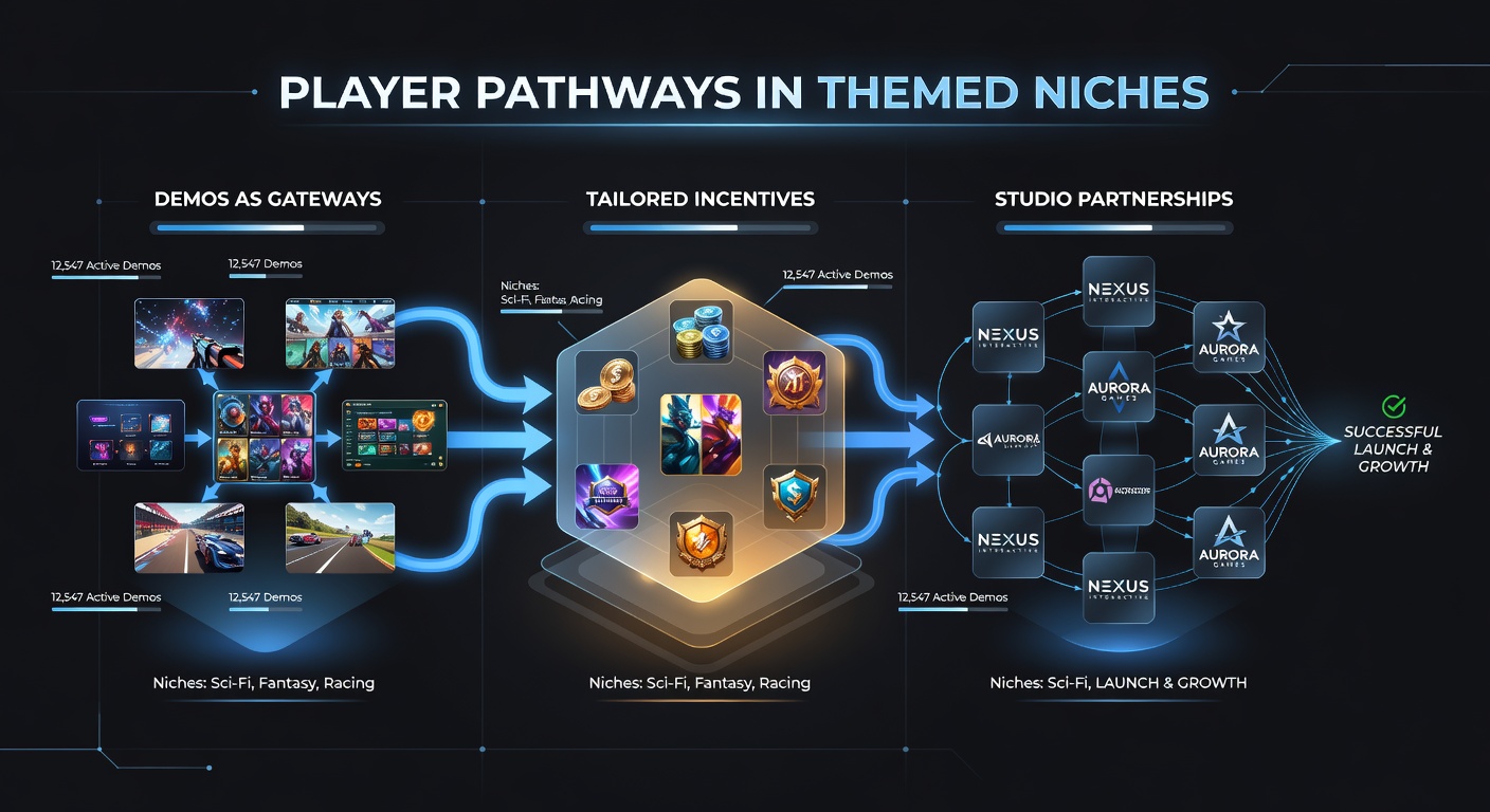Infographic showing demo to incentive pathway with studio collaboration elements