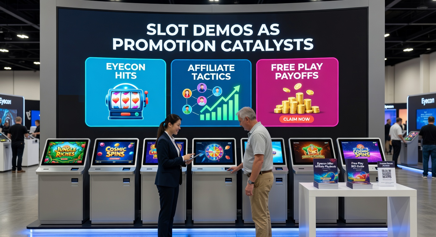 Affiliate dashboard displaying slot demo performance metrics and Eyecon game promotions